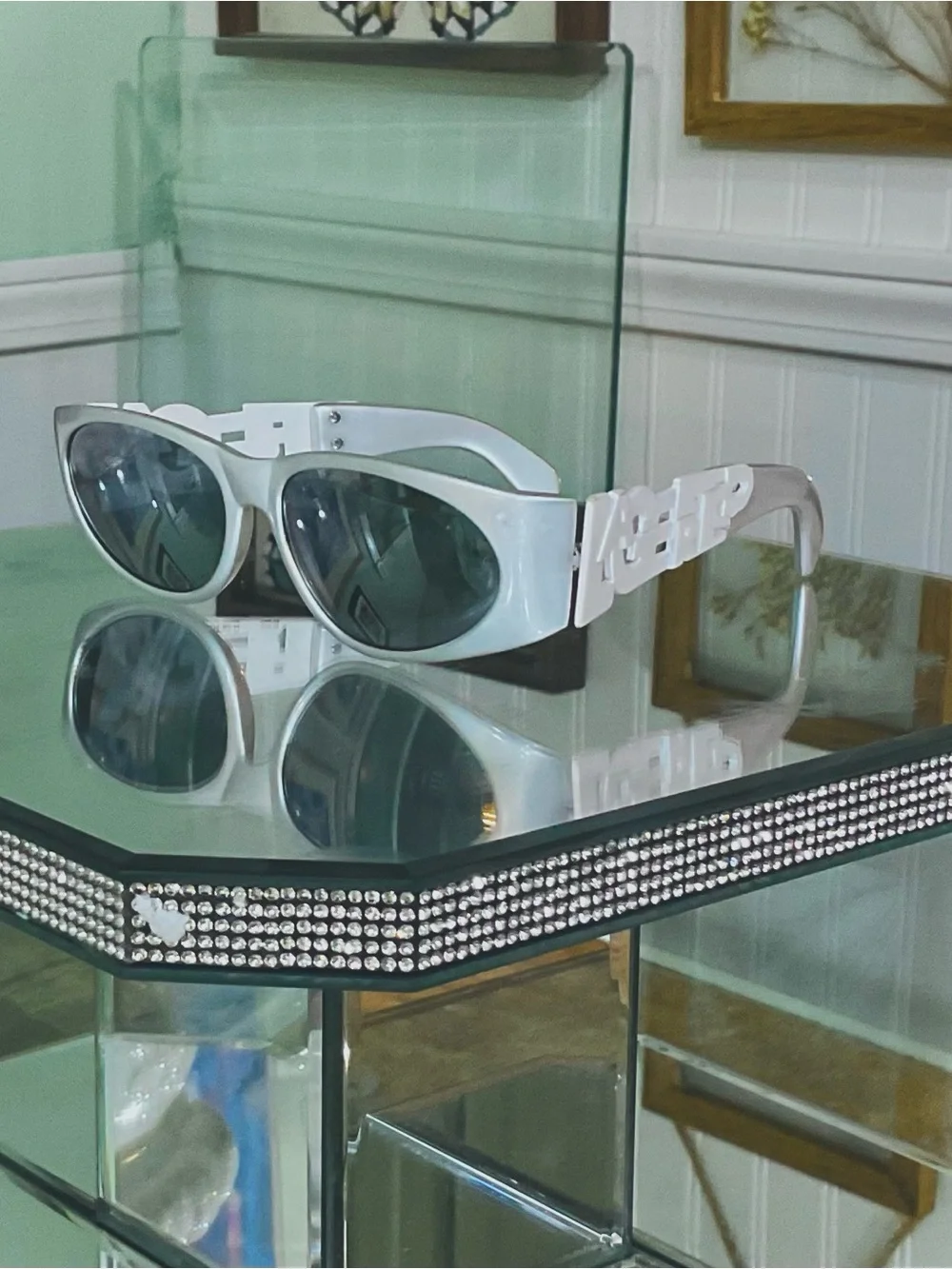 LAGERFELD SILVER TONE SUNGLASSES
